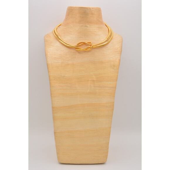 DL Auld Vintage Collar Necklace Knot Snake Omega Chain Gold Signed 1920s Bin3C - Picture 6 of 12